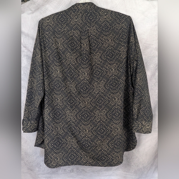 Lauren Ralph Lauren 2x Black And Tan Blouse V-neck No Collar - Picture 2 of 12